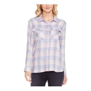 Two by Vince Camuto womens Plaid Daydream Button-Front Shirt.Size Medium